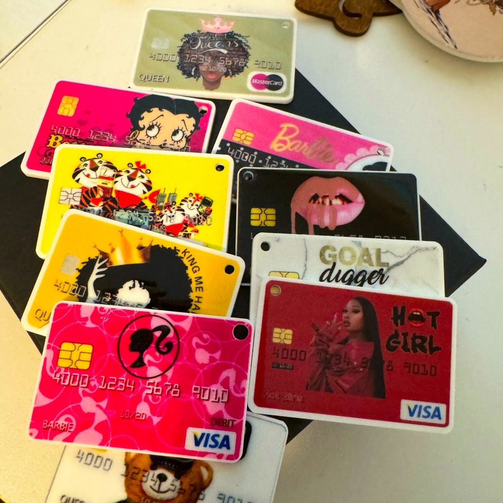 Mini credit card charms for key chains